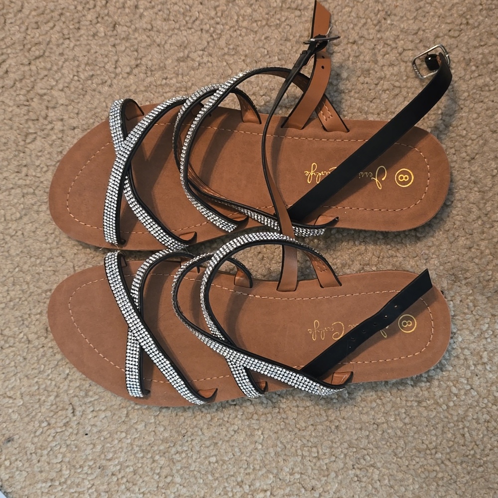 Black and silver sandals strappy